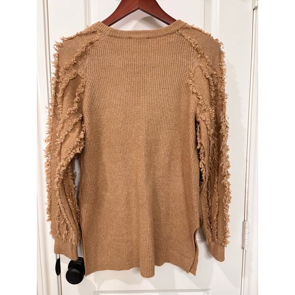 1.State Fringe Sleeve Clay Crew Neck Sweater Size Small - Picture 4 of 7
